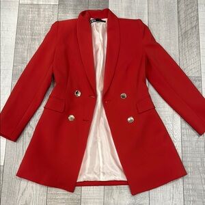 Zara Red Blazer with Gold Buttons